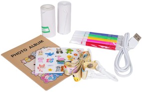 Detský fotoaparát s tlačiarňou – Medveď alebo Kačka + fixky a nálepky Tvar: Kačka