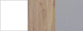Šuplíková komoda Rasmus - biela/sivá/dub artisan