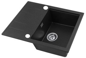 Gamma Modern 6550, 1-komorový granitový drez 650x500x210 mm s krátkym odkvapkávačom, čierna škvrnitá, GMA-ZLE000090