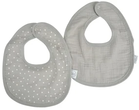 Sivé mušelínové podbradníky v súprave 2 ks – Bébé Douceur