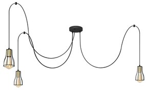 Luster na lanku TUBE 3xE27/10W/230V pavúk čierna/zlatá