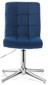 LuxuryForm DESIGN Stolička TOLEDO VELUR na striebornom kríži - modrá