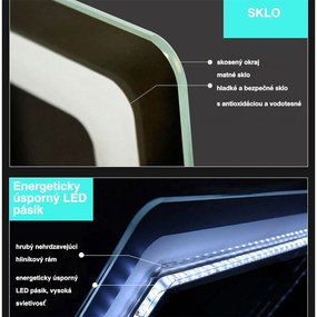 D‘Eluxe - LED ZRKADLÁ - Zrkadlo s LED osvetlením SINGLE TOUCH RM46E 70-140cm LED zrkadlo dotykové 5 studená biela nástenná 100 60 100x60