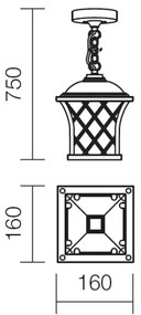Redo 9952 - Vonkajší luster na reťazi BREMEN 1xE27/42W/230V IP23 zlatá/patina