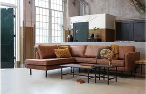 Hnedá rohová pohovka z imitácie kože (ľavý roh/do L) Rodeo – WOOOD