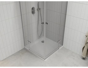 Mexen Roma Duo, sprchový kút 80 (dvere) x 80 (dvere) cm, 6mm číre sklo, chrómový profil + slim sprchová vanička 5cm biela + chrómový sifón, 854-080-080-01-02-4010