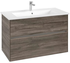 VILLEROY &amp; BOCH Collaro závesná skrinka pod umývadlo, 2 zásuvky, s LED osvetlením, 961 x 480 x 610 mm, Stone Oak, C145B0RK