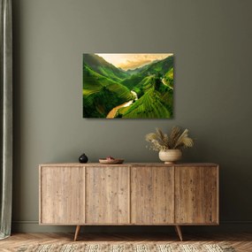 Sklenený obraz - Ryžové terasy Mu Cang Chai (70x50 cm)