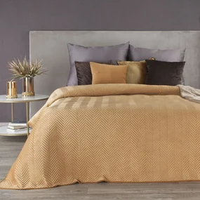 Dekorstudio Zamatový prehoz na posteľ SOFIA v medovej farbe Rozmer prehozu (šírka x dĺžka): 170x210cm