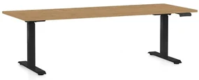 Výškovo nastaviteľný stôl OfficeTech D, 200 x 80 cm, čierna podnož, dub kamenný