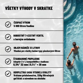 Piesková filtrácia k bazénu AQUA s filtračnými guľôčkami, 5 000 l/h, modrá Monzana