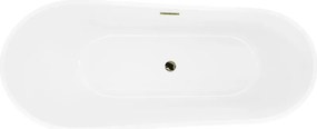 Mexen Dora, voľne stojaca vaňa 150 x 75 cm, biela, zlatý lesklý prepad, 52071507500-50