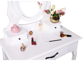 Tempo Kondela Toaletný stolík s taburetom, biela/strieborná, LINET NEW