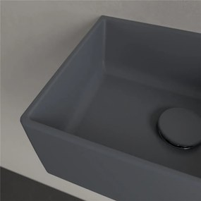 VILLEROY &amp; BOCH Memento 2.0 závesné umývadielko s otvorom vpravo (spodná strana brúsená), bez prepadu, 400 x 260 mm, Graphite, s povrchom CeramicPlus, 43234GI4