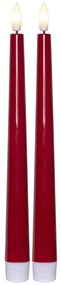 STAR TRADING LED svíčka Flamme Candy Red 26 cm – set 2 ks