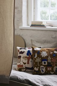 Ferm Living Vankúš z organickej bavlny Village OffWhite 40 x 40 cm