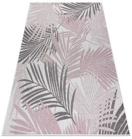 Koberec SISAL SION palmové listy, tropický 2837 ecru / ružový