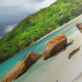 Obraz - Seychely, pláž Takamaka (120x50 cm)