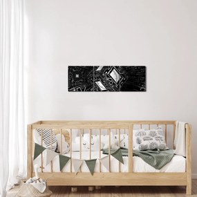 Obraz abstraktné kocky (s hodinami) (90x30 cm)