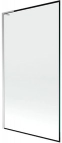 Mexen Next L, 1-krídlová vaňová zástena 100 x 150 cm, 6mm číre sklo-čierny vzor, chrómový profil, 895-100-000-03-70-01