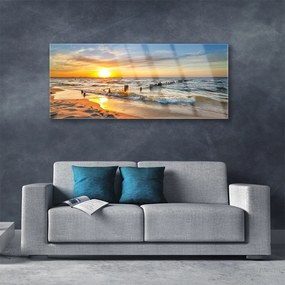 Obraz plexi More západ slnka pláž 125x50 cm