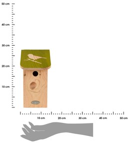 Vtáčia búdka Elisa, 28x15x16 cm, drevo, hnedá/zelená