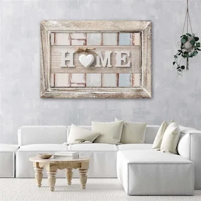 Gario Obraz na plátne Home nápis so srdiečkom v ráme v štýle vintage Rozmery: 90 x 60 cm