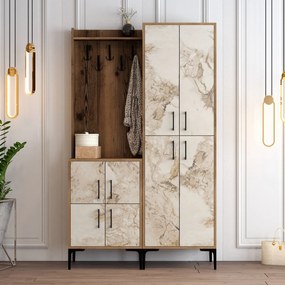Predsieňová stena Berlin BA - Walnut, White Marble