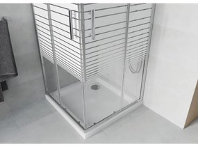 Mexen Rio štvorcový sprchovací kút 90 x 90 cm, 6mm sklo, číre sklo/pásy, chrómový profil + slim sprchová vanička 5cm, 860-090-090-01-20-4010