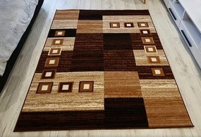 Hnedo-čierny koberec so vzorom kocky Shiraz BCF – nízky vlas Rozmer: 220x300 cm