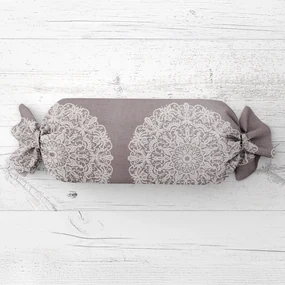 Biante Vankúš valec bonbon Sandra SA-547 Krémové mandaly na béžovosivom 15x60 cm