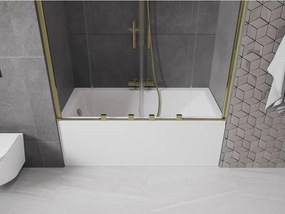 Mexen Velar Duo, 2-krídlová posuvná vaňová zástena 150 x 150 cm, 8mm číre sklo, zlatý lesklý profil, 896-150-000-02-50