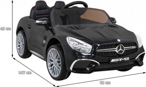Ramiz Mercedes Benz AMG SL65 S elektrický pre deti Čierna + diaľkové ovládanie + LED Audio + Eco koža + EVA + pomalý štart