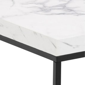 Odkladací stolík Barossa 40 cm biely mramor/čierny