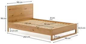 Jednolôžková posteľ z dubového dreva s roštom 90x190 cm v prírodnej farbe Alguema – Kave Home