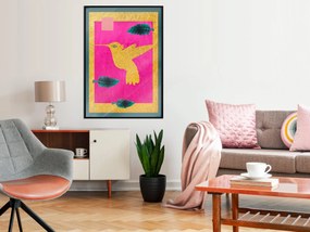 Artgeist Plagát - Golden Hummingbird [Poster] Veľkosť: 40x60, Verzia: Čierny rám s passe-partout