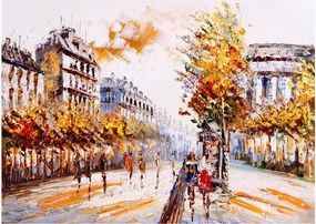 Sklenený obraz - Ulica v Paríži (70x50 cm)
