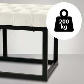 Lavica Polson - zamat, čierny rám 120 cm - Krémová