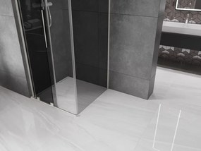 Mexen Velar L, sprchový kút s posuvnými dverami 90 x 90 cm, 8mm šedé sklo, brúsená oceľ, 871-090-090-43-97