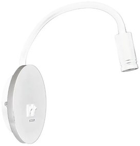 LED Flexibilná nástenná lampička s USB BASE 1xLED/8W+1xLED/2W/230V biela/strieborná