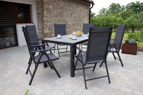 Home Garden Záhradný set Ibiza so 6 stoličkami a stolom 150 cm, antracit/sivý