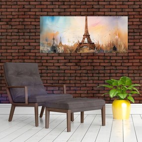 Obraz - Maľba Eiffelovej veže (120x50 cm)