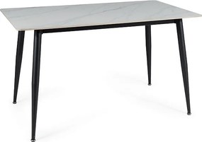 Jedálenský stôl RION 130x70 cm s keramickou doskou, biely mramor
