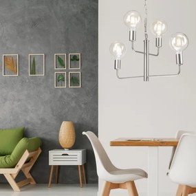 Luster na reťazi ORLANDO 4xE27/60W/230V strieborná