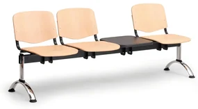 Drevená lavica ISO II, 3-sedadlo + stolík - chrómované nohy, buk