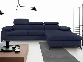 Rohová sedacia súprava Scala, tmavo modrá látka, pravý roh