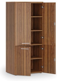 Kancelárska policová skriňa PRIMO WOOD, polené dvere, 800 x 500 x 1781 mm, orech