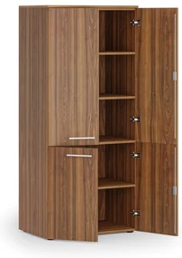 Kancelárska policová skriňa PRIMO WOOD, polené dvere, 800 x 500 x 1781 mm, orech