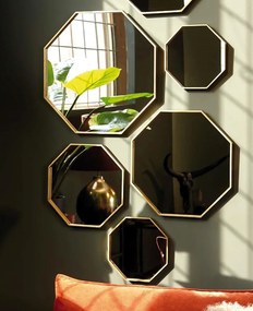Nástenné zrkadlo LEVA, hexagon (M), 40 cm