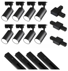 Bodové svietidlo v lištovom systéme 8xGU10/25W/230V 4 m čierna